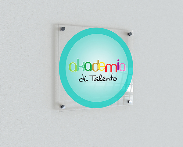 Signage mockup with logo of Akademia di Talento.