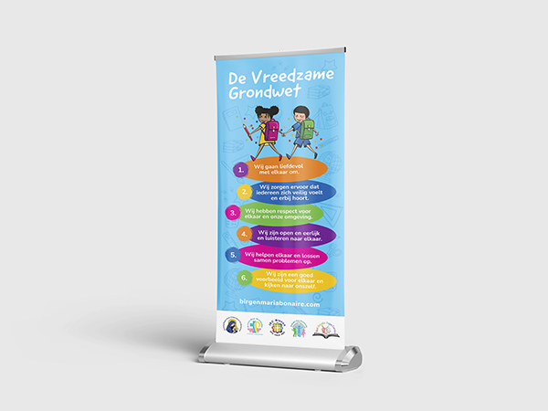 Banner mockup for De Vreedzame Grondwet.