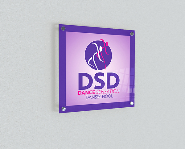 Signage mockup with logo of Dance Sensation Dansschool.