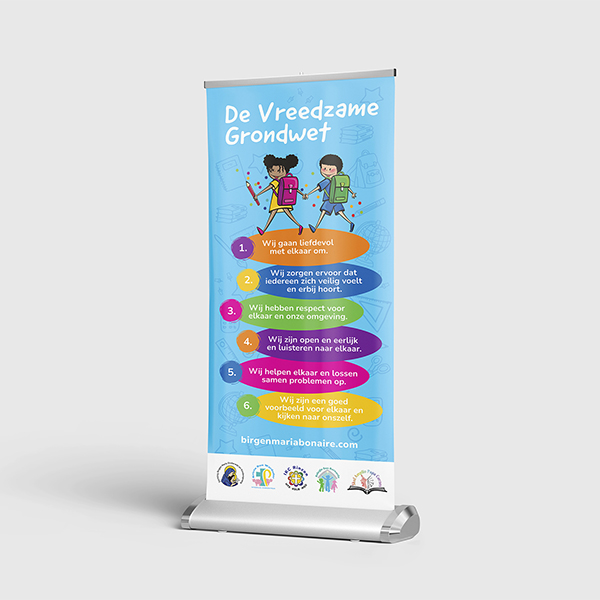 Banner mockup for De Vreedzame Grondwet.